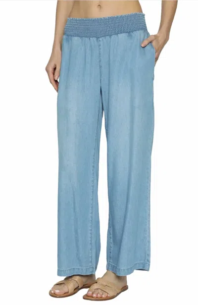 Drew Hattie Wide Leg Pant In Bleach In Blue