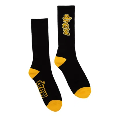 Pre-owned Drew House Cartoon Font Socks (2 Pack) In White/black