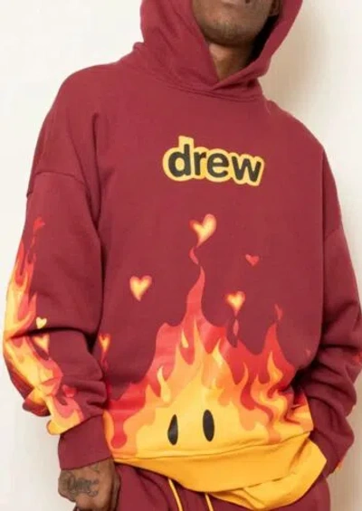 Pre-owned Drew House Fire Flames Hoodie Justin Bieber Authentic Men's Large Red Rare