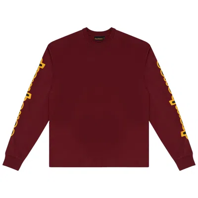 Pre-owned Drew House Long-sleeve Hug Tee 'burgundy' In Red