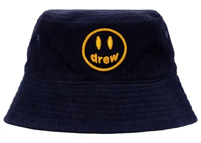 Pre-owned Drew House Mascot Corduroy Bucket Hat In Dark Navy Blue