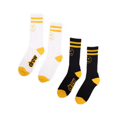 Pre-owned Drew House Mascot Stripe Socks (pack Of 2) In Black/white