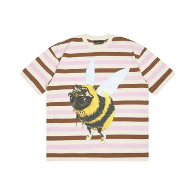 Pre-owned Drew House Men's  Bizzy Short Sleeve Tee Shirt In Brown Stripe