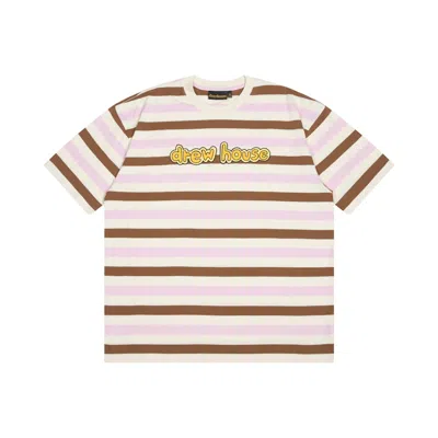 Pre-owned Drew House Men's  Cartoon Font Short Sleeve Tee Shirt In Neapolitan Stripe In Multi