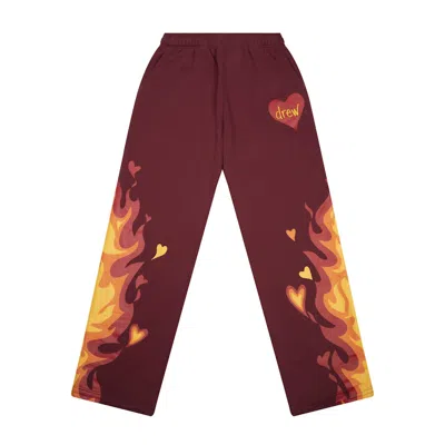 Pre-owned Drew House Men's  Fire Sweatpant In Burgundy