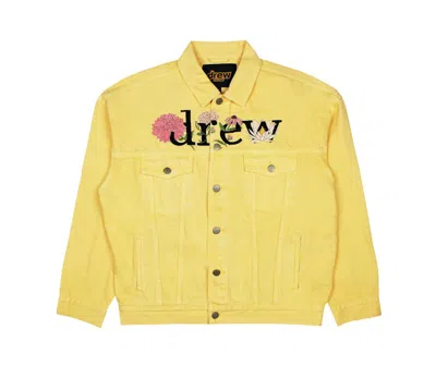 Pre-owned Drew House Men's  Floral Trucker Jacket In Tangerine In Orange