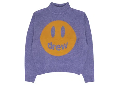 Pre-owned Drew House Men's  Mascot Funnel Neck Sweater In Heather Amethyst In Purple
