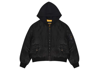 Pre-owned Drew House Men's  Mascot Hooded Bomber Jacket In Black