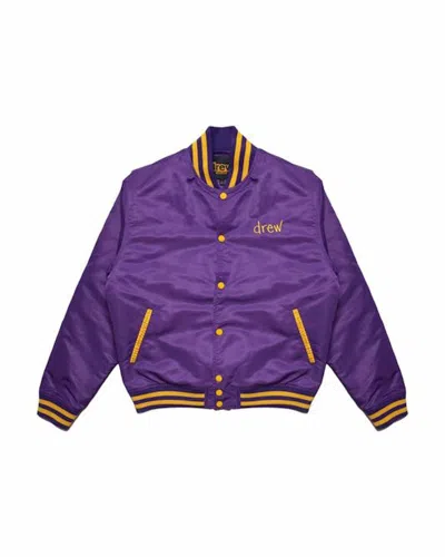 Pre-owned Drew House Men's  Nylon Twill Varsity Jacket In Violet In Purple