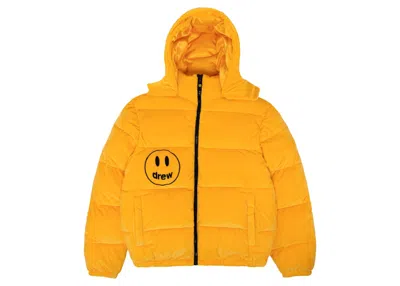 Pre-owned Drew House Men's  Plush Hooded Puffer Jacket In Golden Yellow