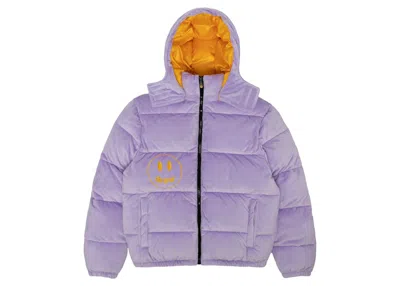 Pre-owned Drew House Men's  Plush Hooded Puffer Jacket In Lavender In Purple