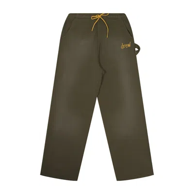 Pre-owned Drew House Men's  Scribble Carpetner Sweatpant In Faded Olive In Green