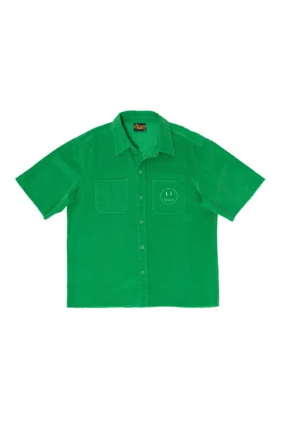 Pre-owned Drew House Men's  Short Sleeve Corduroy Shirt In Green