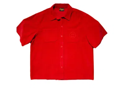 Pre-owned Drew House Men's  Short Sleeve Corduroy Shirt In Red