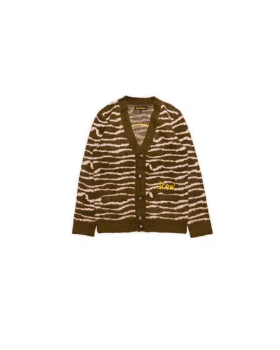 Pre-owned Drew House Men's  Sketch Mascot Squiggle Cardigan In Olive/ivory