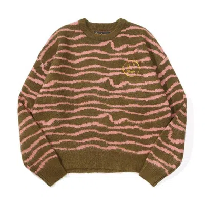 Pre-owned Drew House Men's  Sketch Mascot Squiggle Sweater In Olive/mauve In Multi