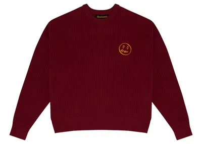Pre-owned Drew House Men's  Sketch Mascot Waffle Sweater In Burgundy