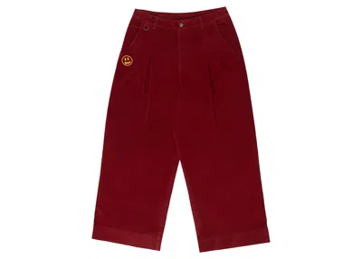 Pre-owned Drew House Men's  Ultra Wide Corduroy Pleated Pant In Burgundy