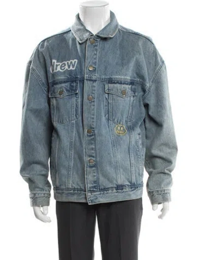Pre-owned Drew House Printed Denim Jacket In Blue