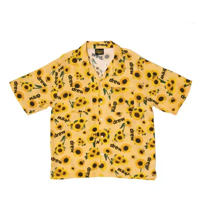 Drew House Rayon Camp Shirt 'secret Sunflower' In Gold