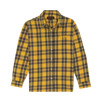 Pre-owned Drew House Scribble Long-sleeve Button Up Core Plaid 'core Plaid' | Yellow | Men's Size Xl