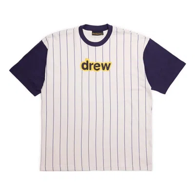 Drew House Secret T-shirt 'navy Pinstripe' In White