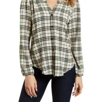 Drew Jalen Shirt - Cream In Cream Wyoming Plaid In Brown