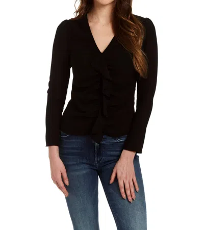 Drew Joyce Ruffle Front Blouse In Black