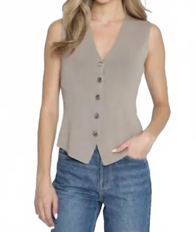 Drew Juno Button Front Vest In Taupe In Gray