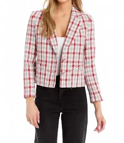 Drew Lina Plaid Blazer In Crimson In Red