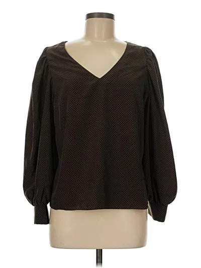 Pre-owned Drew Long Sleeve Blouse In Brown