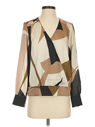 Pre-owned Drew Long Sleeve Blouse In Brown