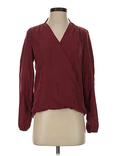 Pre-owned Drew Long Sleeve Blouse In Burgundy