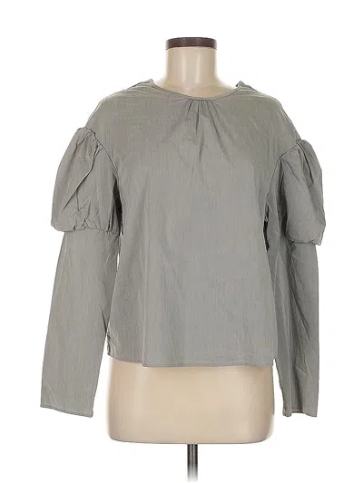 Pre-owned Drew Long Sleeve Blouse In Gray