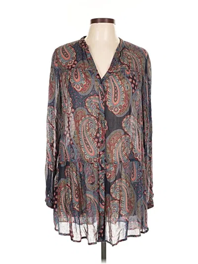 Pre-owned Drew Long Sleeve Blouse In Gray