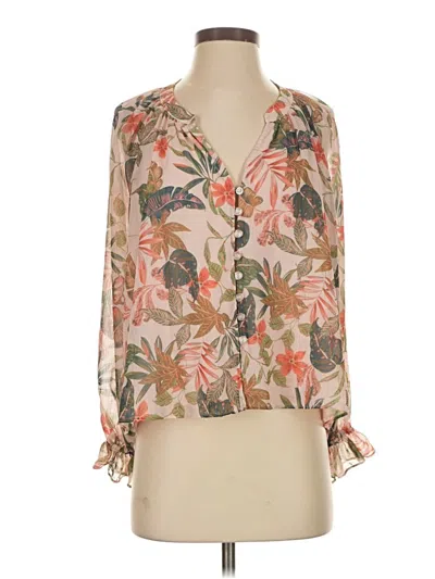 Pre-owned Drew Long Sleeve Blouse In Tan