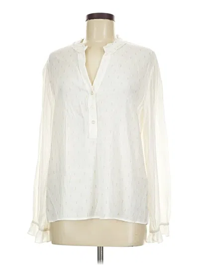 Pre-owned Drew Long Sleeve Blouse In White