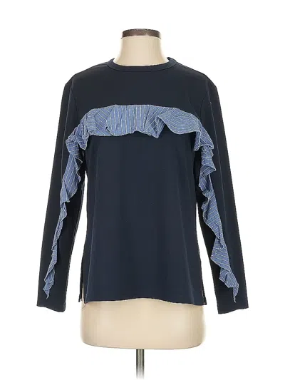 Pre-owned Drew Long Sleeve Top Blue Crew Neck Tops