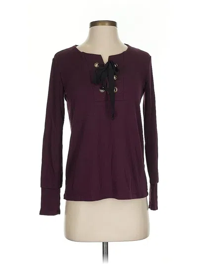 Pre-owned Drew Long Sleeve Top Burgundy Tie Neck Tops
