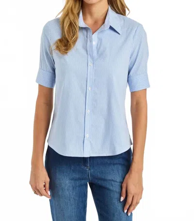Drew Lotus Button Down Top In Blue/white