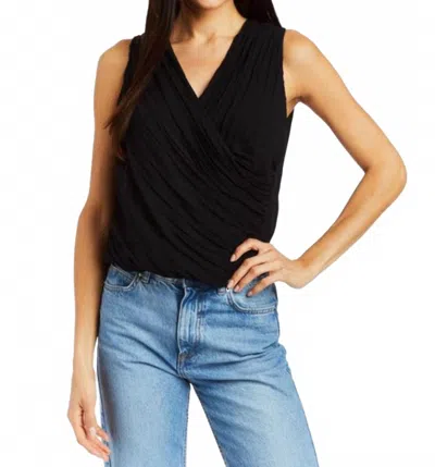 Drew Maisie Pleated Chiffon Sleeveless Top In Black