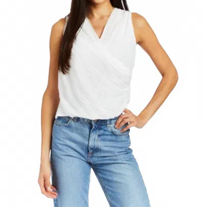 Drew Maisie Pleated Chiffon Sleeveless Top In White