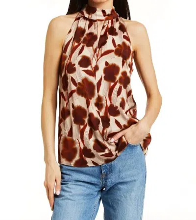 Drew Mallory Satin Top In Sienna In Gold