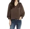 Drew Margot Long Sleeve Blouse In Brown In Brown