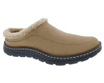 Drew Men's Palmer Comfort Slip-on Clog Slipper In Camel Microsuede In Brown
