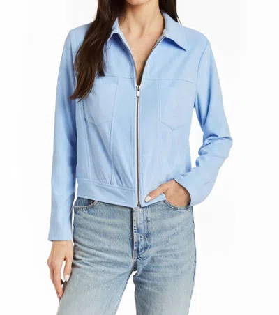 Drew Mickey Terry Zip Front Jacket In Blue