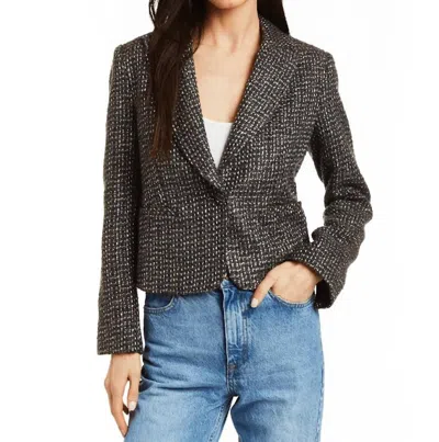 Drew Milo Tweed Blazer In Steel In Blue