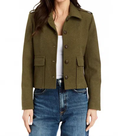 Drew Minty Double Faced Flannel Jacket In Olive In Green