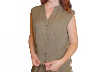 Drew Montana Cotton Sleeveless Top In Olive In Green
