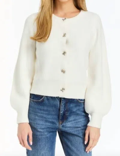 Drew Moylie Button Knit Cardigan In Ivory In Multi